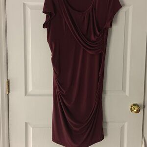 Shapesational Women's Burgandy Dress Size XL Midi Short Sleeve Body Forming